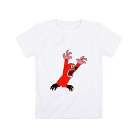 Детская футболка хлопок с принтом Рассерженный крот в Курске, 100% хлопок | круглый вырез горловины, полуприлегающий силуэт, длина до линии бедер | кротик