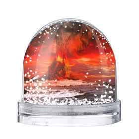 Водяной шар с принтом Вулкан в Курске, Пластик | Изображение внутри шара печатается на глянцевой фотобумаге с двух сторон | взрыв | вулкан | извержение | красная | лава | море