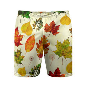 Мужские шорты 3D спортивные с принтом Осень в Курске,  |  | листва | листья | осень | оформление | пёстрые листочки | слой | текстура | трайбл | узор | фон
