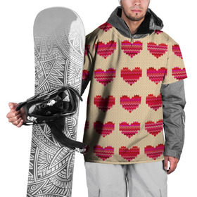 Накидка на куртку 3D с принтом Шерстяные сердечки в Курске, 100% полиэстер |  | Тематика изображения на принте: вязание | вязаный | паттерн | текстура | узор