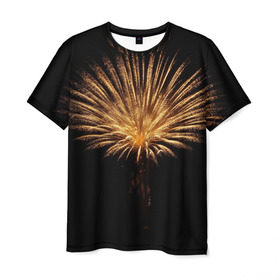 Мужская футболка 3D с принтом Фейерверк в Курске, 100% полиэфир | прямой крой, круглый вырез горловины, длина до линии бедер | взрыв | грохот | красота | огни | праздник | салют | фейерверк | шум