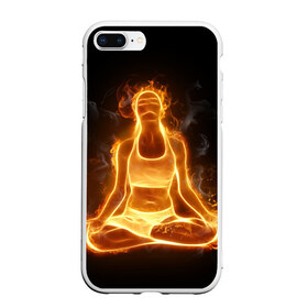Чехол для iPhone 7Plus/8 Plus матовый с принтом Пламенная медитация в Курске, Силикон | Область печати: задняя сторона чехла, без боковых панелей | аштанга | здоровье | зож | йога | кундалини | лотос | медитация | огонь | пламя | силуэт | спорт | страсть | тонус