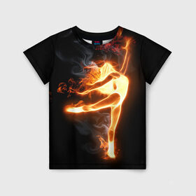 Детская футболка 3D с принтом Фитнес в Курске, 100% гипоаллергенный полиэфир | прямой крой, круглый вырез горловины, длина до линии бедер, чуть спущенное плечо, ткань немного тянется | грация | здоровье | зож | огонь | пламя | силуэт | спорт | страсть | танец | тонус | фитнес