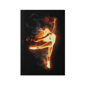 Обложка для паспорта матовая кожа с принтом Фитнес в Курске, натуральная матовая кожа | размер 19,3 х 13,7 см; прозрачные пластиковые крепления | Тематика изображения на принте: грация | здоровье | зож | огонь | пламя | силуэт | спорт | страсть | танец | тонус | фитнес