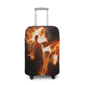 Чехол для чемодана 3D с принтом Спортивная страсть в Курске, 86% полиэфир, 14% спандекс | двустороннее нанесение принта, прорези для ручек и колес | грация | здоровье | зож | огонь | пламя | силуэт | спорт | страсть | танец | тонус | фитнес