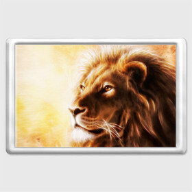 Магнит 45*70 с принтом Лев в Курске, Пластик | Размер: 78*52 мм; Размер печати: 70*45 | власть | джунгли | кошка | лев | мощь | отвага | сила | хищник | храбрость | царь зверей
