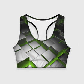 Женский спортивный топ 3D с принтом Куб в Курске, 82% полиэстер, 18% спандекс Ткань безопасна для здоровья, позволяет коже дышать, не мнется и не растягивается |  | зеленая | квадрат | куб | текстуры