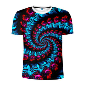 Мужская футболка 3D спортивная с принтом Abstract cky в Курске, 100% полиэстер с улучшенными характеристиками | приталенный силуэт, круглая горловина, широкие плечи, сужается к линии бедра | Тематика изображения на принте: красный | спираль