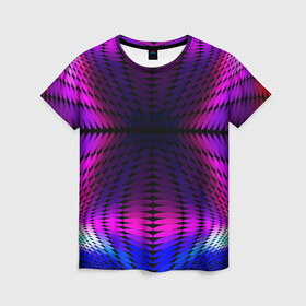 Женская футболка 3D с принтом Оптические узоры в Курске, 100% полиэфир ( синтетическое хлопкоподобное полотно) | прямой крой, круглый вырез горловины, длина до линии бедер | 