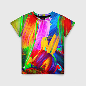 Детская футболка 3D с принтом абстракция красок в Курске, 100% гипоаллергенный полиэфир | прямой крой, круглый вырез горловины, длина до линии бедер, чуть спущенное плечо, ткань немного тянется | абстракция | краска | цветные