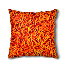 Подушка 3D с принтом Морковь в Курске, наволочка – 100% полиэстер, наполнитель – холлофайбер (легкий наполнитель, не вызывает аллергию). | состоит из подушки и наволочки. Наволочка на молнии, легко снимается для стирки | морковь | овощи | оранжевый | салат