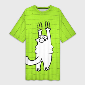 Платье-футболка 3D с принтом Simons cat 3 в Курске,  |  | fitness | kitty | simon cat | simons | simons cat | голодный кот | для жирных | для толстых | жир | кот | кот саймона | котик | кошка | с котами | саймон | спорт | толстая | толстый | фитнес | фитнесс