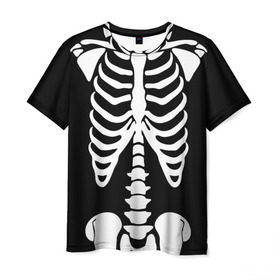 Мужская футболка 3D с принтом Скелет в Курске, 100% полиэфир | прямой крой, круглый вырез горловины, длина до линии бедер | bones | halloween | кости | костюм | прикол | прикольная картинка | скелет | тело | хеллоуин
