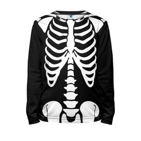 Детский лонгслив 3D с принтом Скелет в Курске, 100% полиэстер | длинные рукава, круглый вырез горловины, полуприлегающий силуэт
 | bones | halloween | кости | костюм | прикол | прикольная картинка | скелет | тело | хеллоуин