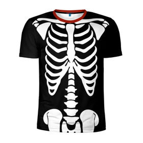 Мужская футболка 3D спортивная с принтом Скелет в Курске, 100% полиэстер с улучшенными характеристиками | приталенный силуэт, круглая горловина, широкие плечи, сужается к линии бедра | Тематика изображения на принте: bones | halloween | кости | костюм | прикол | прикольная картинка | скелет | тело | хеллоуин