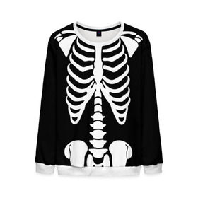 Мужской свитшот 3D с принтом Скелет в Курске, 100% полиэстер с мягким внутренним слоем | круглый вырез горловины, мягкая резинка на манжетах и поясе, свободная посадка по фигуре | bones | halloween | кости | костюм | прикол | прикольная картинка | скелет | тело | хеллоуин