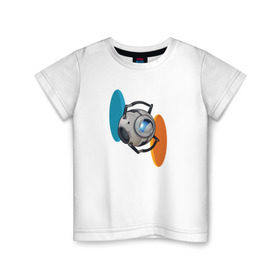 Детская футболка хлопок с принтом Portal в Курске, 100% хлопок | круглый вырез горловины, полуприлегающий силуэт, длина до линии бедер | Тематика изображения на принте: portal | valve | портал