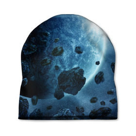 Шапка 3D с принтом Холодный космос в Курске, 100% полиэстер | универсальный размер, печать по всей поверхности изделия | вселенная | галактика | звезды | планеты | туманность