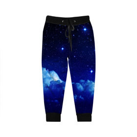 Детские брюки 3D с принтом Звёздное небо в Курске, 100% полиэстер | манжеты по низу, эластичный пояс регулируется шнурком, по бокам два кармана без застежек, внутренняя часть кармана из мелкой сетки | звезды | луна | месяц | ночь