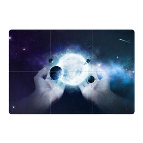 Магнитный плакат 3Х2 с принтом Солнечная система на ладонях в Курске, Полимерный материал с магнитным слоем | 6 деталей размером 9*9 см | вселенная | галактика | звезды | планеты | солнце | туманность