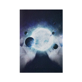 Обложка для паспорта матовая кожа с принтом Солнечная система на ладонях в Курске, натуральная матовая кожа | размер 19,3 х 13,7 см; прозрачные пластиковые крепления | вселенная | галактика | звезды | планеты | солнце | туманность