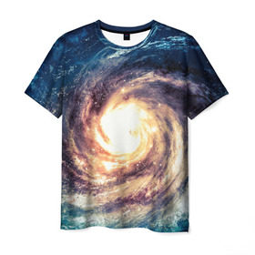 Мужская футболка 3D с принтом Млечный путь в Курске, 100% полиэфир | прямой крой, круглый вырез горловины, длина до линии бедер | вселенная | галактика | звезды | планеты | туманность