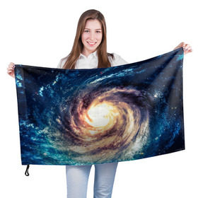 Флаг 3D с принтом Млечный путь в Курске, 100% полиэстер | плотность ткани — 95 г/м2, размер — 67 х 109 см. Принт наносится с одной стороны | вселенная | галактика | звезды | планеты | туманность