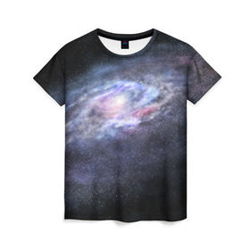 Женская футболка 3D с принтом Млечный путь в Курске, 100% полиэфир ( синтетическое хлопкоподобное полотно) | прямой крой, круглый вырез горловины, длина до линии бедер | вселенная | галактика | звёзды | камета | космос | метеориты | метеоры | млечный путь | орбита | планеты | солнечная система