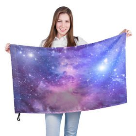 Флаг 3D с принтом Галактика в Курске, 100% полиэстер | плотность ткани — 95 г/м2, размер — 67 х 109 см. Принт наносится с одной стороны | вселенная | галактика | звёзды | камета | космос | метеориты | метеоры | млечный путь | орбита | планеты | солнечная система