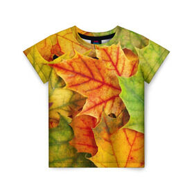 Детская футболка 3D с принтом Краски осени в Курске, 100% гипоаллергенный полиэфир | прямой крой, круглый вырез горловины, длина до линии бедер, чуть спущенное плечо, ткань немного тянется | листва | листья | осень