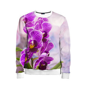 Детский свитшот 3D с принтом Божественная орхидея в Курске, 100% полиэстер | свободная посадка, прямой крой, мягкая тканевая резинка на рукавах и понизу свитшота | Тематика изображения на принте: 8 марта | букет | весна | красота | куст | лето | орхидея | подарок | сиреневый цвет | цветок | шикарный цветочек