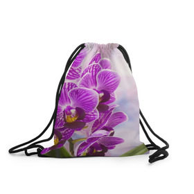 Рюкзак-мешок 3D с принтом Божественная орхидея в Курске, 100% полиэстер | плотность ткани — 200 г/м2, размер — 35 х 45 см; лямки — толстые шнурки, застежка на шнуровке, без карманов и подкладки | 8 марта | букет | весна | красота | куст | лето | орхидея | подарок | сиреневый цвет | цветок | шикарный цветочек