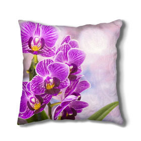 Подушка 3D с принтом Божественная орхидея в Курске, наволочка – 100% полиэстер, наполнитель – холлофайбер (легкий наполнитель, не вызывает аллергию). | состоит из подушки и наволочки. Наволочка на молнии, легко снимается для стирки | 8 марта | букет | весна | красота | куст | лето | орхидея | подарок | сиреневый цвет | цветок | шикарный цветочек
