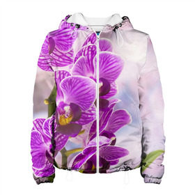 Женская куртка 3D с принтом Божественная орхидея в Курске, ткань верха — 100% полиэстер, подклад — флис | прямой крой, подол и капюшон оформлены резинкой с фиксаторами, два кармана без застежек по бокам, один большой потайной карман на груди. Карман на груди застегивается на липучку | 8 марта | букет | весна | красота | куст | лето | орхидея | подарок | сиреневый цвет | цветок | шикарный цветочек