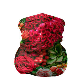 Бандана-труба 3D с принтом Роскошный букет в Курске, 100% полиэстер, ткань с особыми свойствами — Activecool | плотность 150‒180 г/м2; хорошо тянется, но сохраняет форму | 8 марта | блеск | гвоздики | красный | красота | невероятный | огромный букет | пёстрый | праздник | розы | роскошный | цветы | шикарный