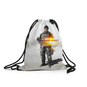 Рюкзак-мешок 3D с принтом Battlefield 4 Soldier в Курске, 100% полиэстер | плотность ткани — 200 г/м2, размер — 35 х 45 см; лямки — толстые шнурки, застежка на шнуровке, без карманов и подкладки | art | battlefield