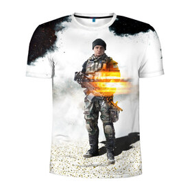 Мужская футболка 3D спортивная с принтом Battlefield 4 Soldier в Курске, 100% полиэстер с улучшенными характеристиками | приталенный силуэт, круглая горловина, широкие плечи, сужается к линии бедра | art | battlefield