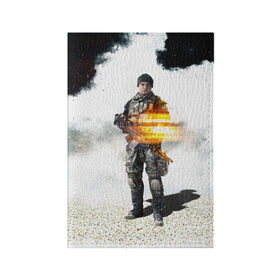 Обложка для паспорта матовая кожа с принтом Battlefield 4 Soldier в Курске, натуральная матовая кожа | размер 19,3 х 13,7 см; прозрачные пластиковые крепления | Тематика изображения на принте: art | battlefield