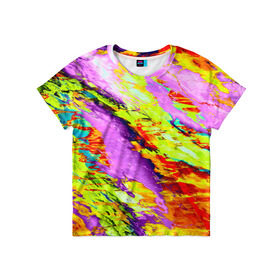 Детская футболка 3D с принтом Акварельные краски в Курске, 100% гипоаллергенный полиэфир | прямой крой, круглый вырез горловины, длина до линии бедер, чуть спущенное плечо, ткань немного тянется | абстракция | абстракция красок | краска | цветные