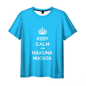 Мужская футболка 3D с принтом hakuna matata в Курске, 100% полиэфир | прямой крой, круглый вырез горловины, длина до линии бедер | 