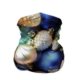 Бандана-труба 3D с принтом Игрушки на ёлку в Курске, 100% полиэстер, ткань с особыми свойствами — Activecool | плотность 150‒180 г/м2; хорошо тянется, но сохраняет форму | Тематика изображения на принте: новогодний | рождество | шарики