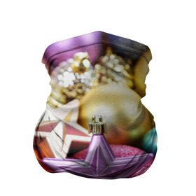 Бандана-труба 3D с принтом Новогодние игрушки в Курске, 100% полиэстер, ткань с особыми свойствами — Activecool | плотность 150‒180 г/м2; хорошо тянется, но сохраняет форму | новогодний | рождество | шарики