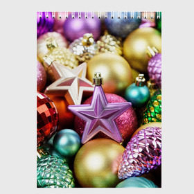 Скетчбук с принтом Новогодние игрушки в Курске, 100% бумага
 | 48 листов, плотность листов — 100 г/м2, плотность картонной обложки — 250 г/м2. Листы скреплены сверху удобной пружинной спиралью | новогодний | рождество | шарики