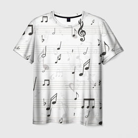 Мужская футболка 3D с принтом ноты в Курске, 100% полиэфир | прямой крой, круглый вырез горловины, длина до линии бедер | музыка | ноты | струны