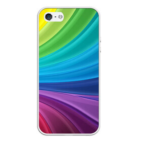 Чехол силиконовый для Телефон Apple iPhone 5/5S с принтом Радуга в Курске, Силикон | Область печати: задняя сторона чехла, без боковых панелей | абстракция | волны | краски | полосы | радуга