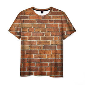 Мужская футболка 3D с принтом Кирпичи в Курске, 100% полиэфир | прямой крой, круглый вырез горловины, длина до линии бедер | Тематика изображения на принте: бетон | камень | кирпич | мощь | стена | строительство | стройка | цемент