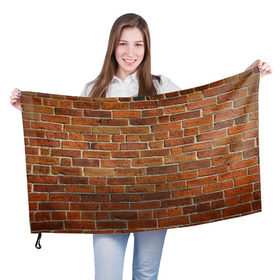 Флаг 3D с принтом Кирпичи в Курске, 100% полиэстер | плотность ткани — 95 г/м2, размер — 67 х 109 см. Принт наносится с одной стороны | бетон | камень | кирпич | мощь | стена | строительство | стройка | цемент