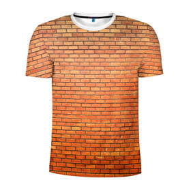Мужская футболка 3D спортивная с принтом Кирпичная стена в Курске, 100% полиэстер с улучшенными характеристиками | приталенный силуэт, круглая горловина, широкие плечи, сужается к линии бедра | камень | кирпич | стена