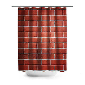 Штора 3D для ванной с принтом Красный кирпич в Курске, 100% полиэстер | плотность материала — 100 г/м2. Стандартный размер — 146 см х 180 см. По верхнему краю — пластиковые люверсы для креплений. В комплекте 10 пластиковых колец | бетон | камень | кирпич | мощь | стена | строительство | стройка | цемент