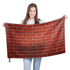 Флаг 3D с принтом Красный кирпич в Курске, 100% полиэстер | плотность ткани — 95 г/м2, размер — 67 х 109 см. Принт наносится с одной стороны | бетон | камень | кирпич | мощь | стена | строительство | стройка | цемент